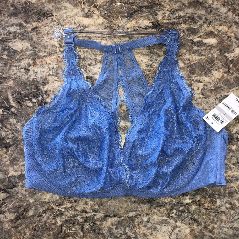INC Plus Size Underwire Lace Bralette Yacht Blue